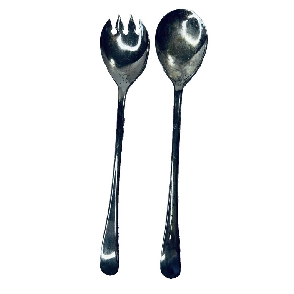 Raimond Silverplate Italy 9" Salad Serving Set Fork & Spoon Vintage